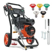 SKYSHALO 3600 PSI 2.6 GPM Gas Pressure Washer w/26 ft High Pressure Hose 5 Nozzles Gas Powered Washer